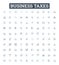 Business taxes vector line icons set. Taxes, Business, Filing, Deductions, Returns, Liabilities, Employer illustration