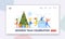 Business Team Celebration Landing Page Template. Characters Dance at Christmas Disco. Friends, Colleagues Celebrate