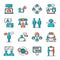 Business team, chat messenger, communication icons