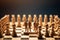 Business team and chess pieces on chessboard. Generative AI