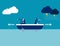 Business team and direction. Concept business direction vector illustration, Boat, Challenge, Risk