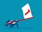 Business team holding flag number one and running the way forward. Concept business vector illustration, Winner, Teamwork, Success