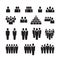 Business team, silhouette people, employee, group, crowd vector icons set