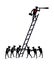 Business and team work stick figure people with ladder