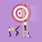 Business teamwork reach to target or goal vector concept