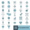 Business teamwork, team building, work group and human resources minimal thin line, glyph solid, filled color web icon set. icons