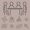 Business teamwork teambuilding thin line icons work command management