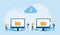 Business technology cloud computing service and technology file upload backup on cloud server storage concept