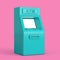 Business Technology Concept. Blue Cartoon Style ATM Deposit Machine in Duotone Style. 3d Rendering