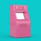 Business Technology Concept. Pink Cartoon Style ATM Deposit Machine in Duotone Style. 3d Rendering