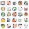 Business, technology and finances icon set for websites and mobile applications and services. Flat vector