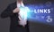 Business, Technology, Internet and network concept. Young businessman shows the word: Links