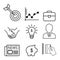 Business thin line icons set,target,graph,briefcase,handshake,idea,businessman,newspaper,piggy bank,credit card,vector