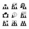 Business training black icons on white background