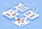 Business training concept 3d isometric web scene with infographic