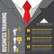 Business training - infographic vector illustration. Business man - infographic vector concept. Office suits infographic concept.