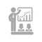 business training , teaching, learning, teacher , board , meet up, displayed, training grey icon