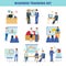 Business Training Workshops Flat Icons Set