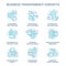 Business transparency turquoise concept icons set