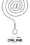 Business Trap Online Design vertical set, At symbol made from Rope and Lasso