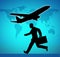 Business travel catching a flight symbol