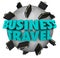 Business Travel Words Briefcases Around World