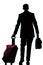 Business traveler man walking rear view