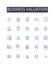 Business valuation line icons collection. Asset appraisal, Property assessment, Company worth, Equity evaluation