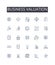 Business valuation line icons collection. Asset appraisal, Property assessment, Company worth, Equity evaluation