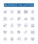 Business valuation line icons signs set. Design collection of Valuation, Business, Asset, Liability, Cashflow, Equity