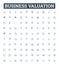 Business valuation vector line icons set. Valuation, Business, Analysis, Asset, Price, Market, Equity illustration