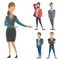 Business vector people man and woman full length of professional portrait community of busnessman and businesswoman