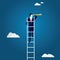 Business Vision Concept. Climbing Ladder Looking Opportunity