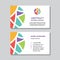 Business visit card template with logo - concept design. Abstract shapes in circle branding. Vector illustration.
