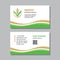 Business visit card template with logo - concept design. Nature leaves branding. Wheat agriculture sign. Corn symbol. Vector illus