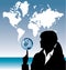 Business Woman Balancing Globe