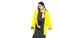 Business woman. Beauty sexy model girl in trendy yellow wearing glasses,  on white