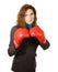 Business Woman with Boxing Gloves