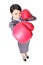 Business woman boxing punching towards