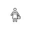 Business woman with briefcase line icon