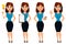 Business woman cartoon character. Cute brunette businesswoman se