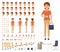 Business woman in casual office look character creation set. Cartoon style manager constructor kit.