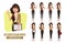 Business woman character vector set. Businesswoman characters female office staff in standing pose and gestures.