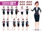 Business woman character vector set with young happy professional female