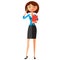 Business woman. Cute carroty young girl happy on the phone.Vector.