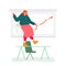 Business Woman Dancing on Office Desk at Growing Arrow Diagram Happy for Financial Success. Businesswoman Character