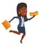 Business woman eating hot dog vector illustration.