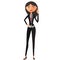 Business woman get an idea . Smiling young Business woman pointing up. Vector.