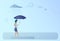 Business Woman Hold Umbrella Stand Rain Protection Security Concept