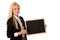 Business woman holding a blank blackboard - teacher